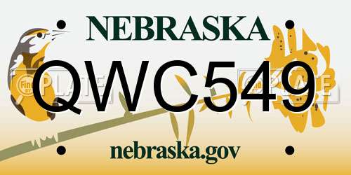 QWC549 Nebraska License Plate