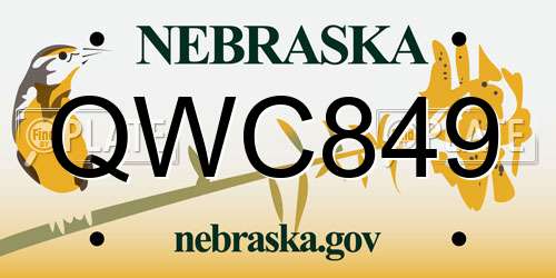 QWC849 Nebraska License Plate
