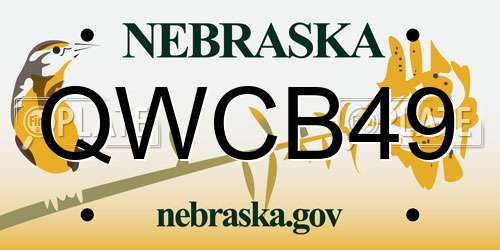 QWCB49 Nebraska License Plate