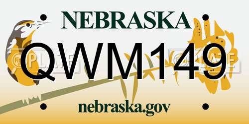 QWM149 Nebraska License Plate