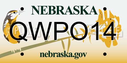 QWPO14 Nebraska License Plate