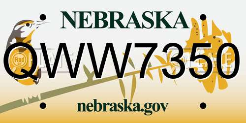 QWW7350 Nebraska License Plate
