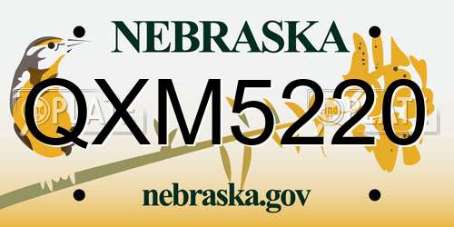 QXM5220 Nebraska License Plate