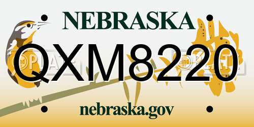QXM8220 Nebraska License Plate