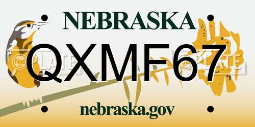 QXMF67 Nebraska License Plate