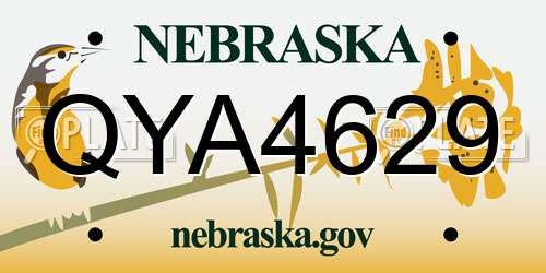 QYA4629 Nebraska License Plate