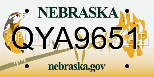 QYA9651 Nebraska License Plate