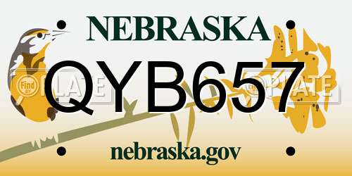 QYB657 Nebraska License Plate