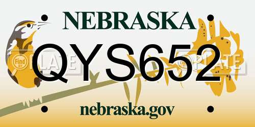 QYS652 Nebraska License Plate