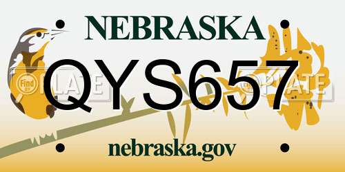 QYS657 Nebraska License Plate