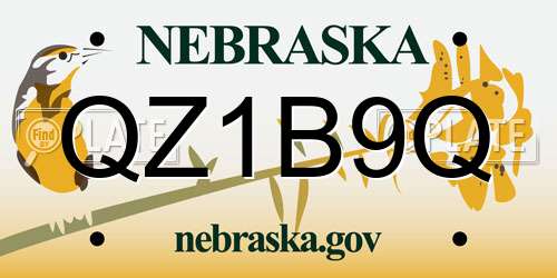 QZ1B9Q Nebraska License Plate