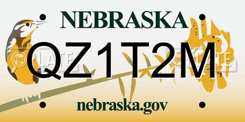 QZ1T2M Nebraska License Plate
