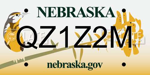 QZ1Z2M Nebraska License Plate