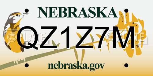 QZ1Z7M Nebraska License Plate