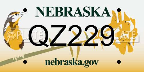 QZ229 Nebraska License Plate