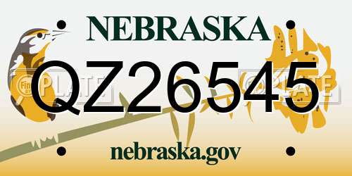 QZ26545 Nebraska License Plate