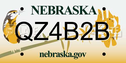 QZ4B2B Nebraska License Plate