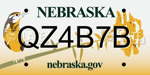 QZ4B7B Nebraska License Plate