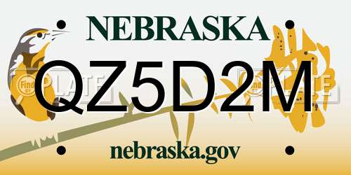 QZ5D2M Nebraska License Plate