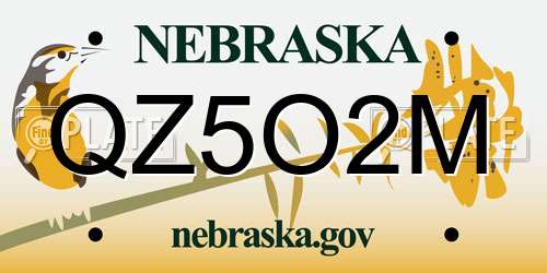 QZ5O2M Nebraska License Plate