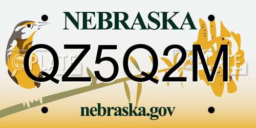 QZ5Q2M Nebraska License Plate