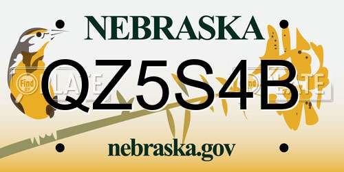 QZ5S4B Nebraska License Plate