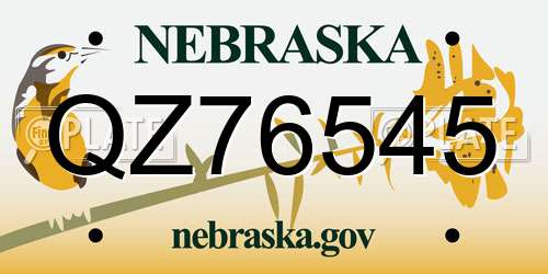 QZ76545 Nebraska License Plate