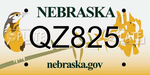 QZ825 Nebraska License Plate