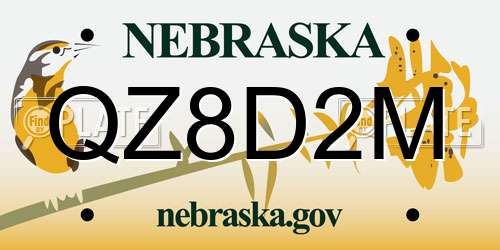 QZ8D2M Nebraska License Plate