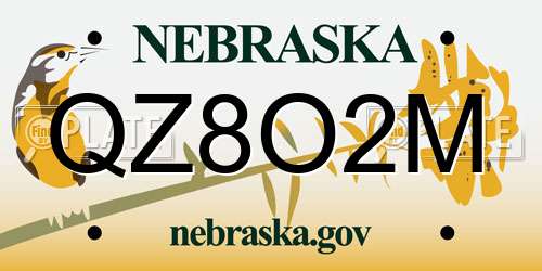 QZ8O2M Nebraska License Plate