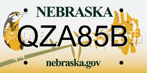 QZA85B Nebraska License Plate