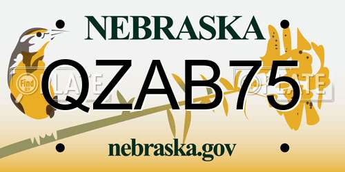 QZAB75 Nebraska License Plate