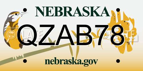 QZAB78 Nebraska License Plate