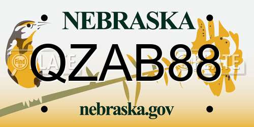 QZAB88 Nebraska License Plate