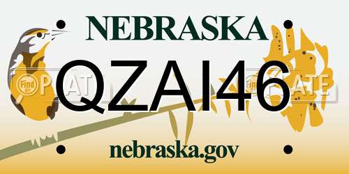 QZAI46 Nebraska License Plate