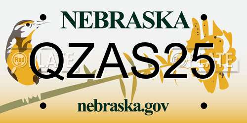 QZAS25 Nebraska License Plate