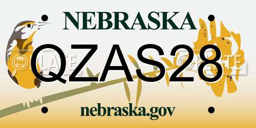 QZAS28 Nebraska License Plate