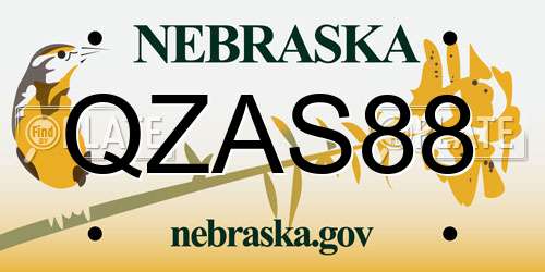QZAS88 Nebraska License Plate