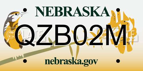 QZB02M Nebraska License Plate