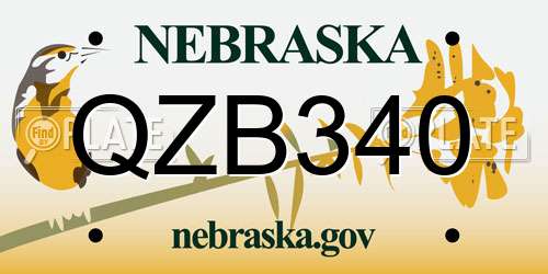 QZB340 Nebraska License Plate