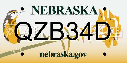 QZB34D Nebraska License Plate