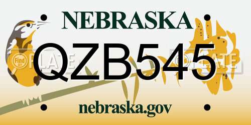 QZB545 Nebraska License Plate