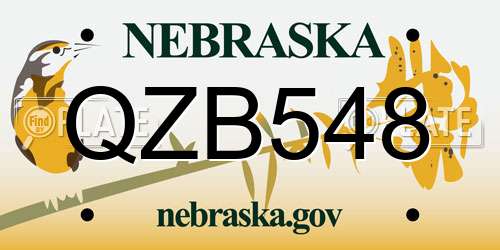 QZB548 Nebraska License Plate