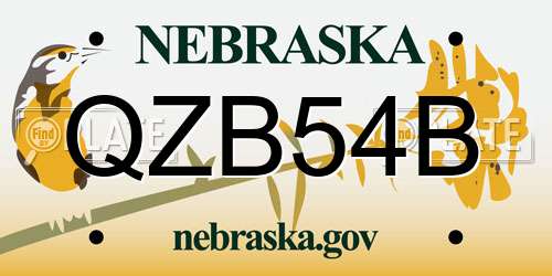 QZB54B Nebraska License Plate
