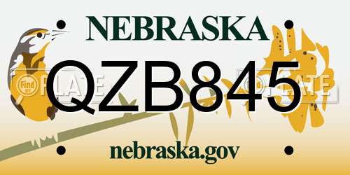 QZB845 Nebraska License Plate
