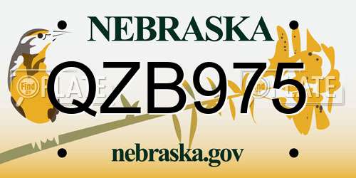 QZB975 Nebraska License Plate