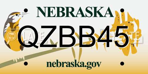 QZBB45 Nebraska License Plate