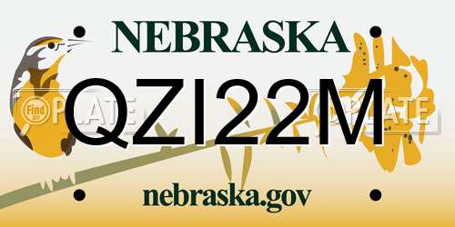 QZI22M Nebraska License Plate