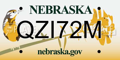 QZI72M Nebraska License Plate