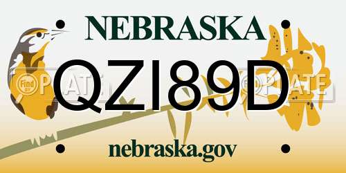 QZI89D Nebraska License Plate